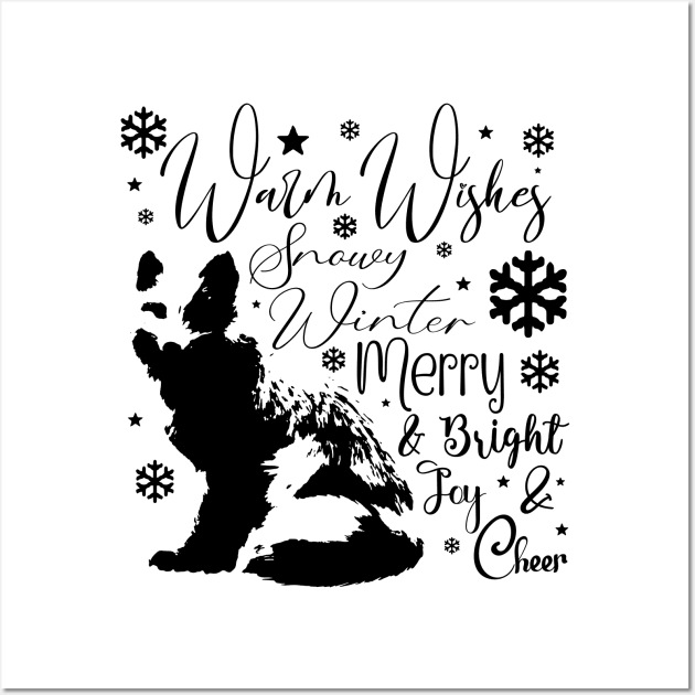 Warm Wishes Holiday Snow Fox in Dark Font Wall Art by Wizardbird